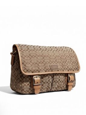 Coach Khaki/Tan Signature Crossbody Messenger Bag